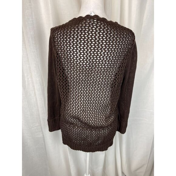 Gap Brown Open-Knit Button-Front Cardigan Sweater – Size XL, Boho Chic Layer - Picture 2 of 5